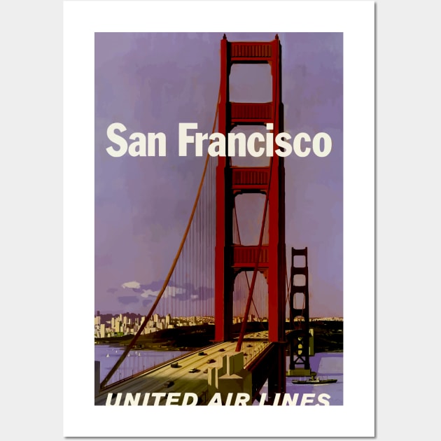 San Francisco - United Air Lines - Vintage Travel Wall Art by Culturio